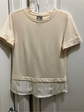 Dolan West Coast Collection Cream Short Sleeve Layered Hem Top